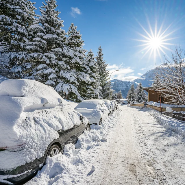 The resort after a snowfall