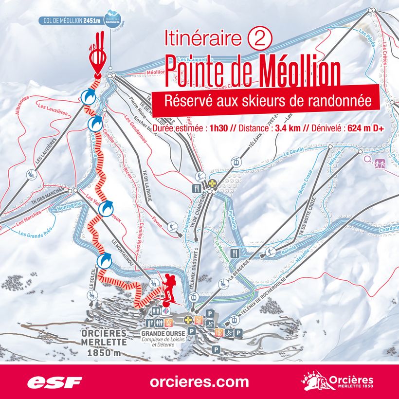 Itinéraire ski de randonnée Pointe de Méollion - © Menthe à l'eau