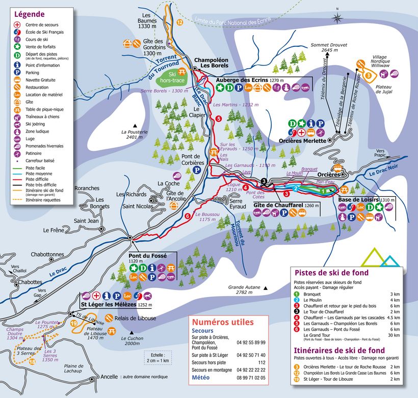 Plan du domaine nordique du Haut-Champsaur - © Empreintes Graphiques